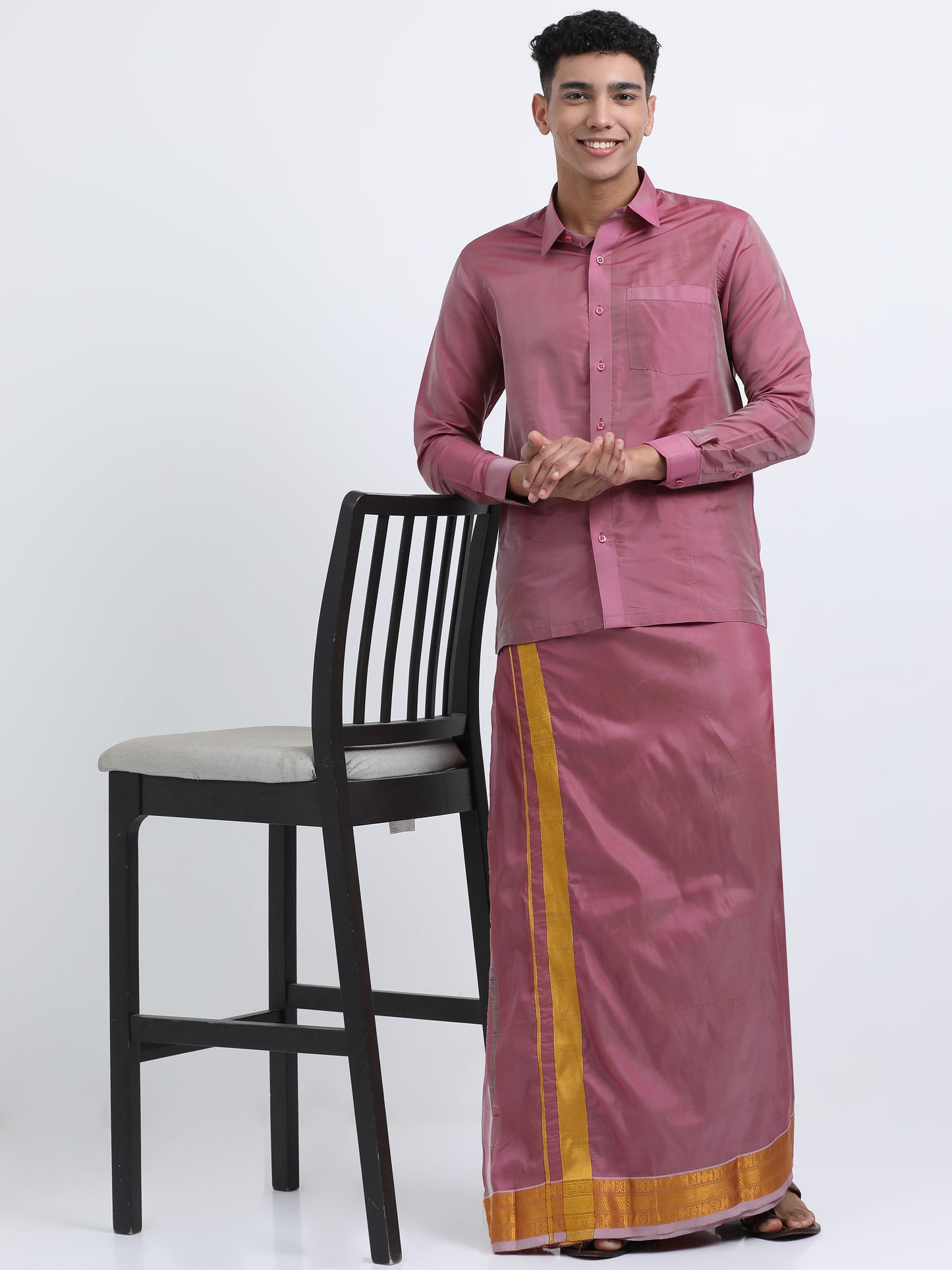 Dull Purple Men Dhoti Set