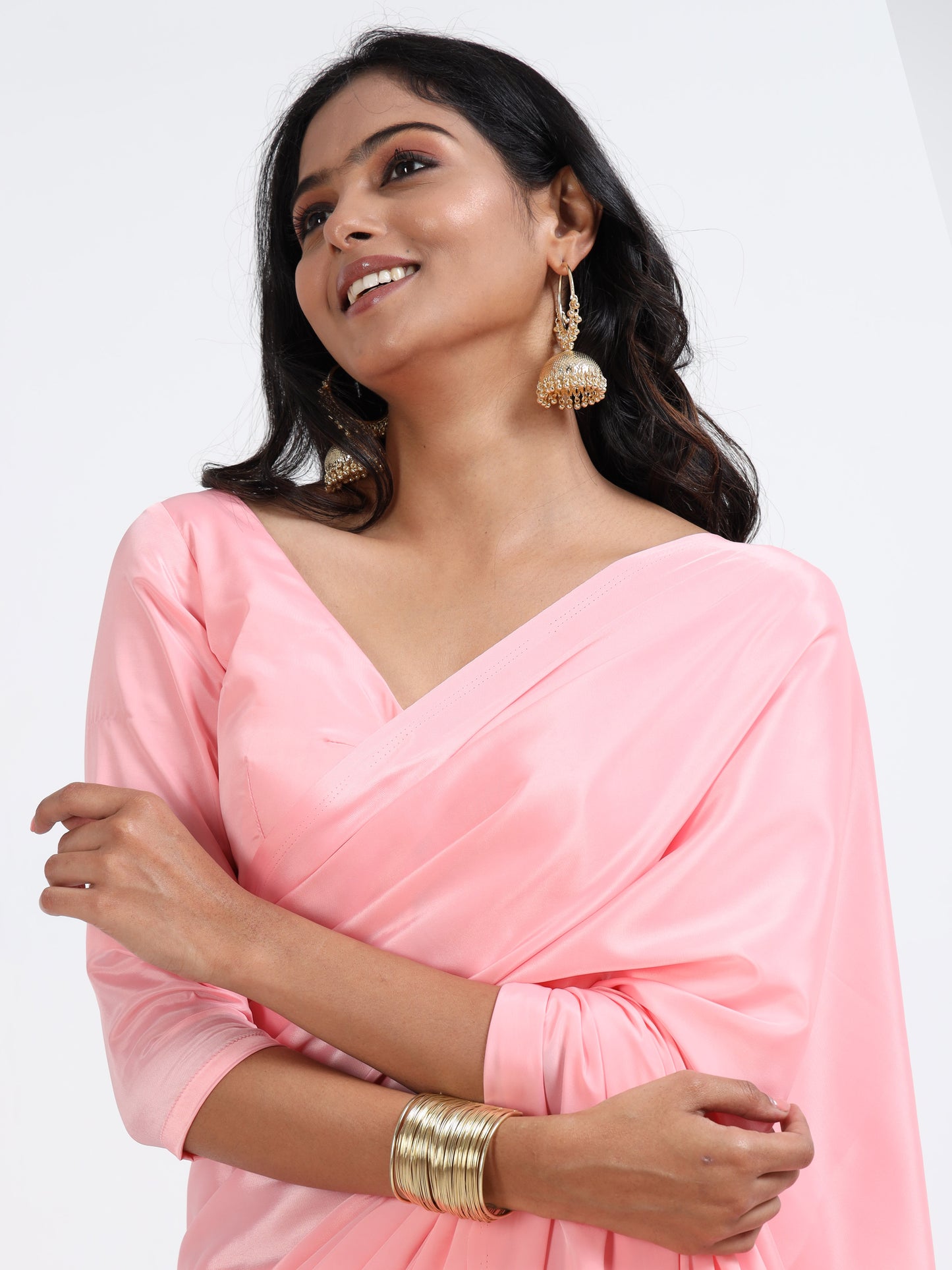 Candy Floss Pink silk saree with matching unstitched blouse