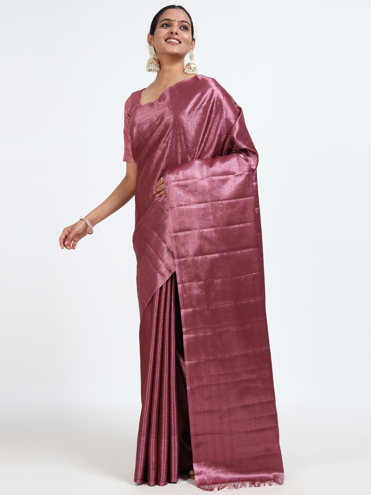 Somky Topaz silk saree with matching unstitched blouse