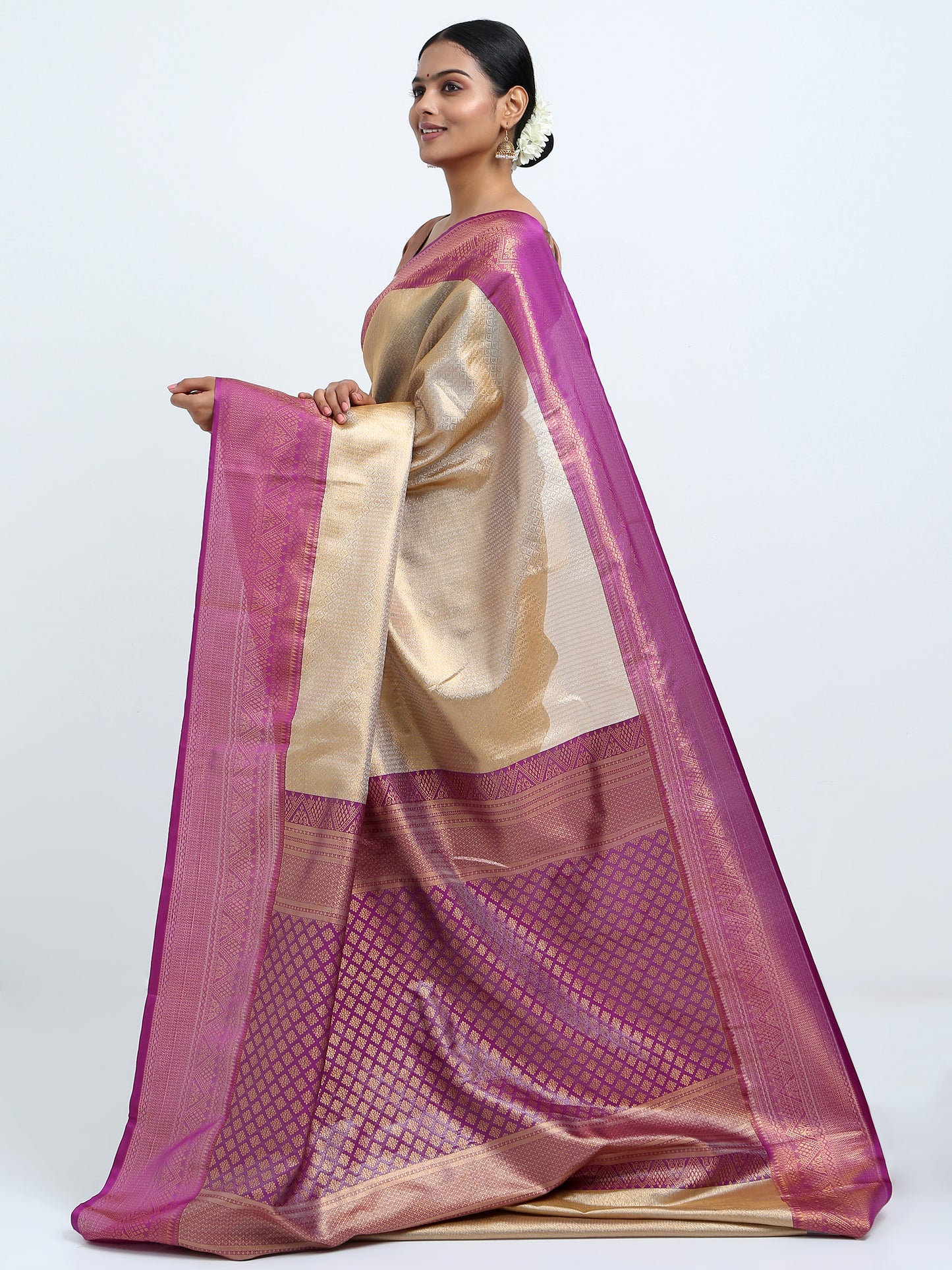 Rodeo Dust silk saree with matching unstitched blouse