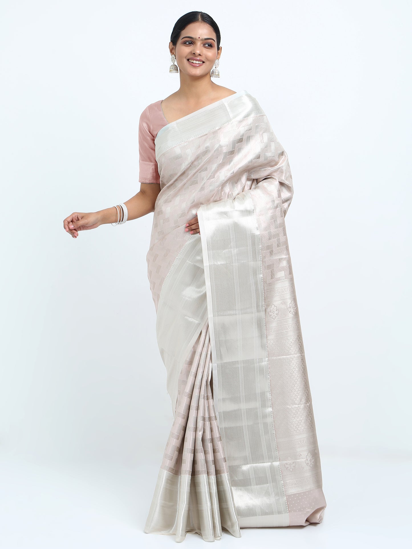 Moon Mist silk saree with matching unstitched blouse