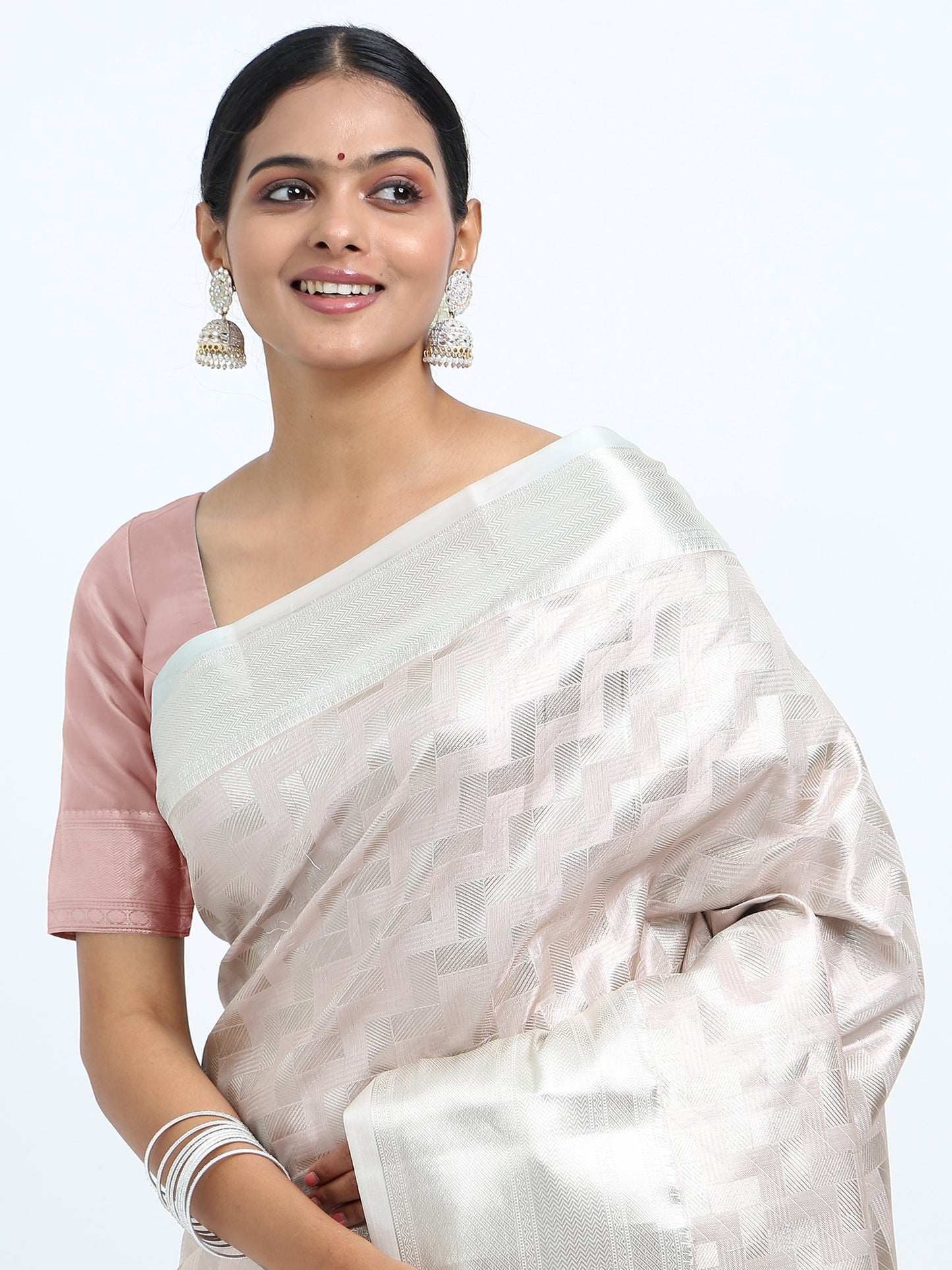 Moon Mist silk saree with matching unstitched blouse