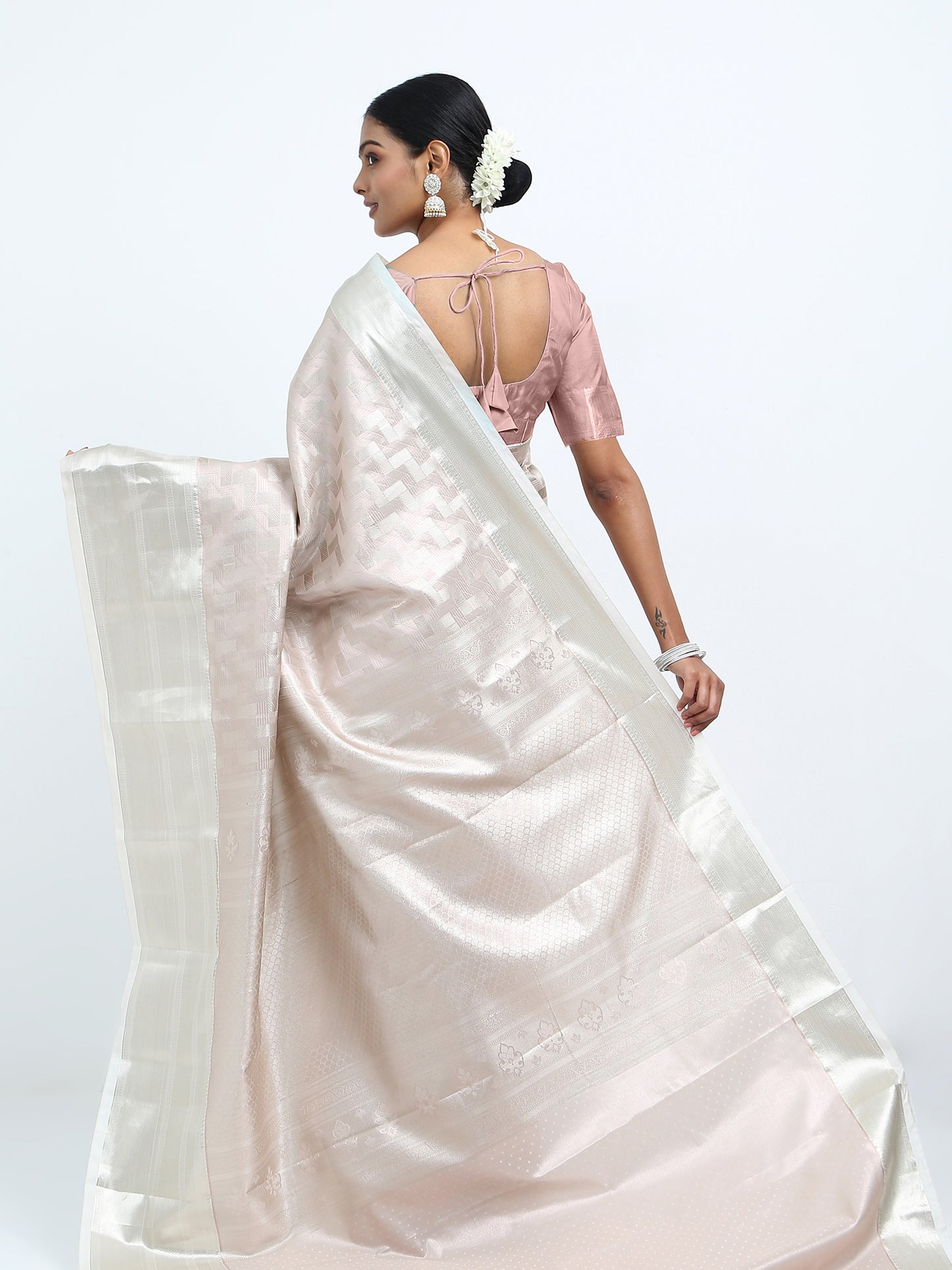 Moon Mist silk saree with matching unstitched blouse