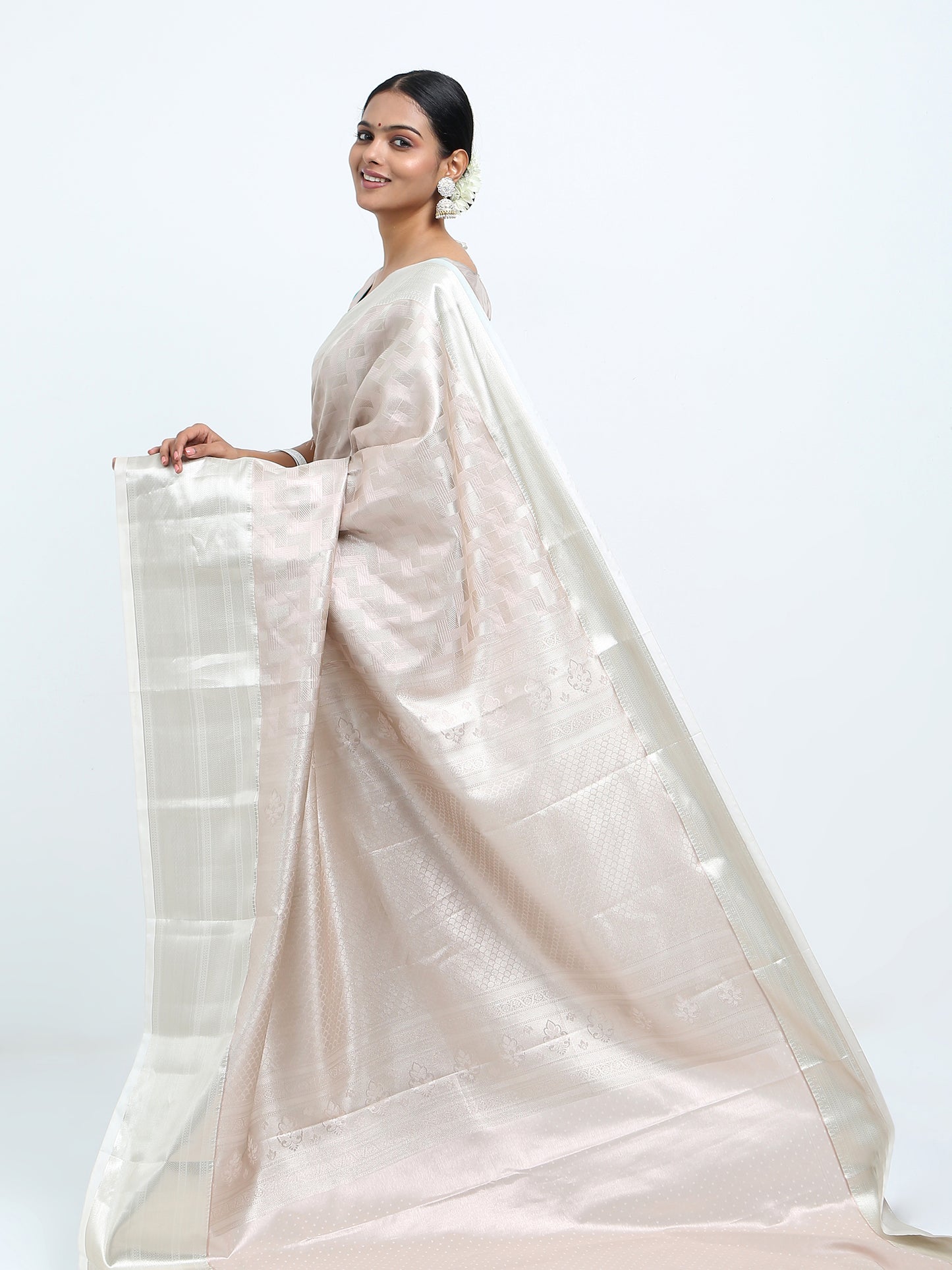 Moon Mist silk saree with matching unstitched blouse