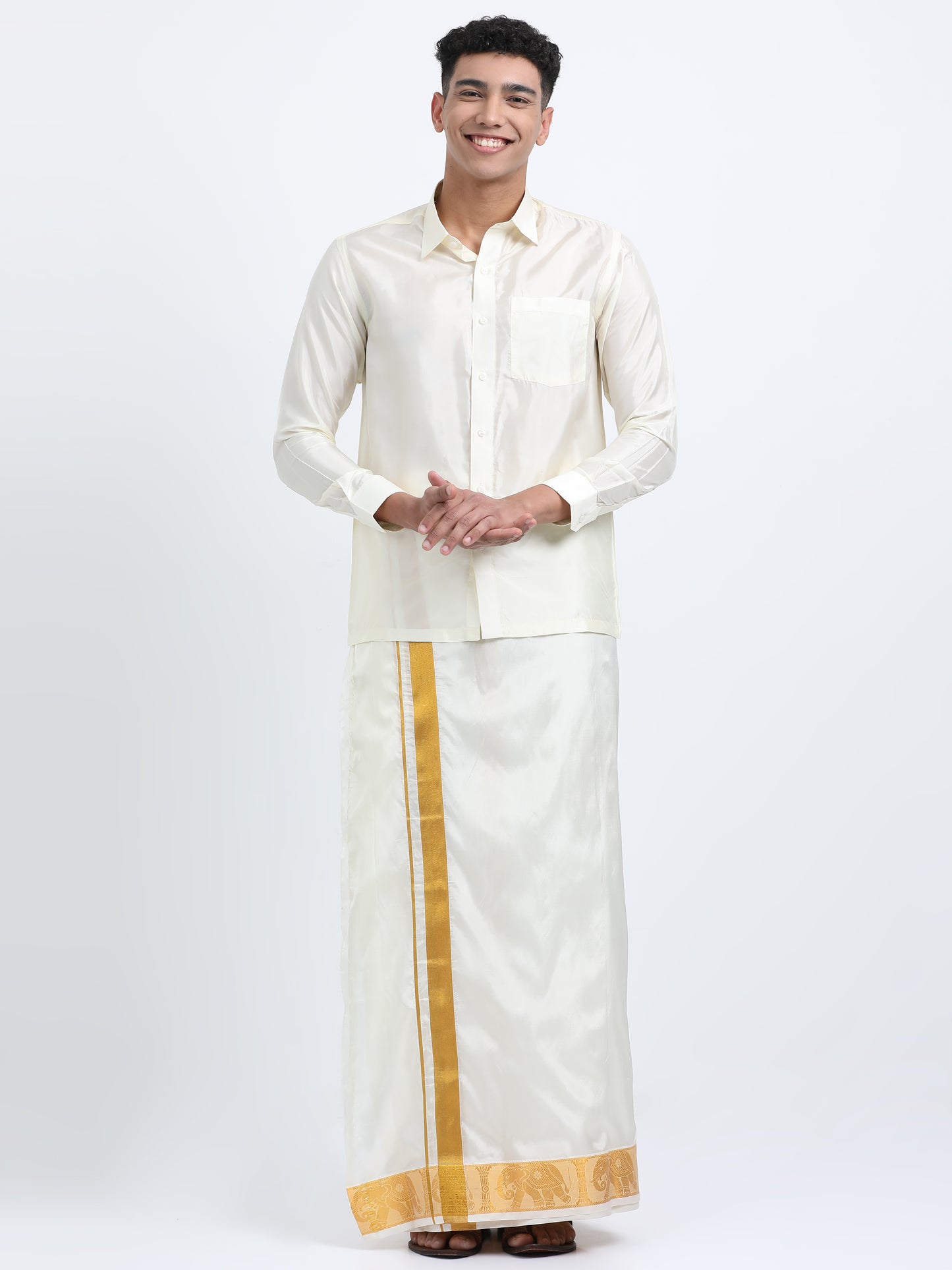 White Men Dhoti Set
