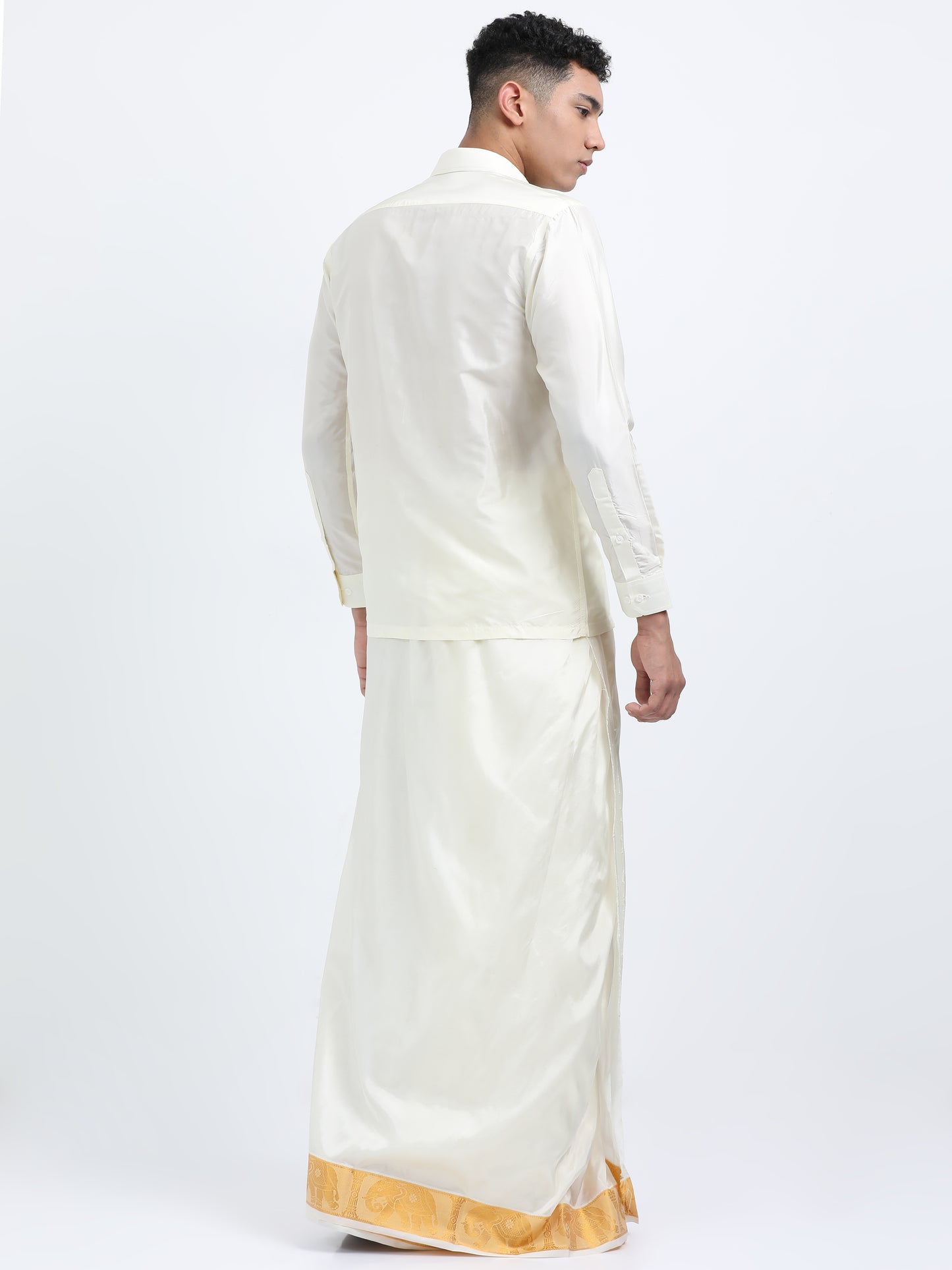 White Men Dhoti Set