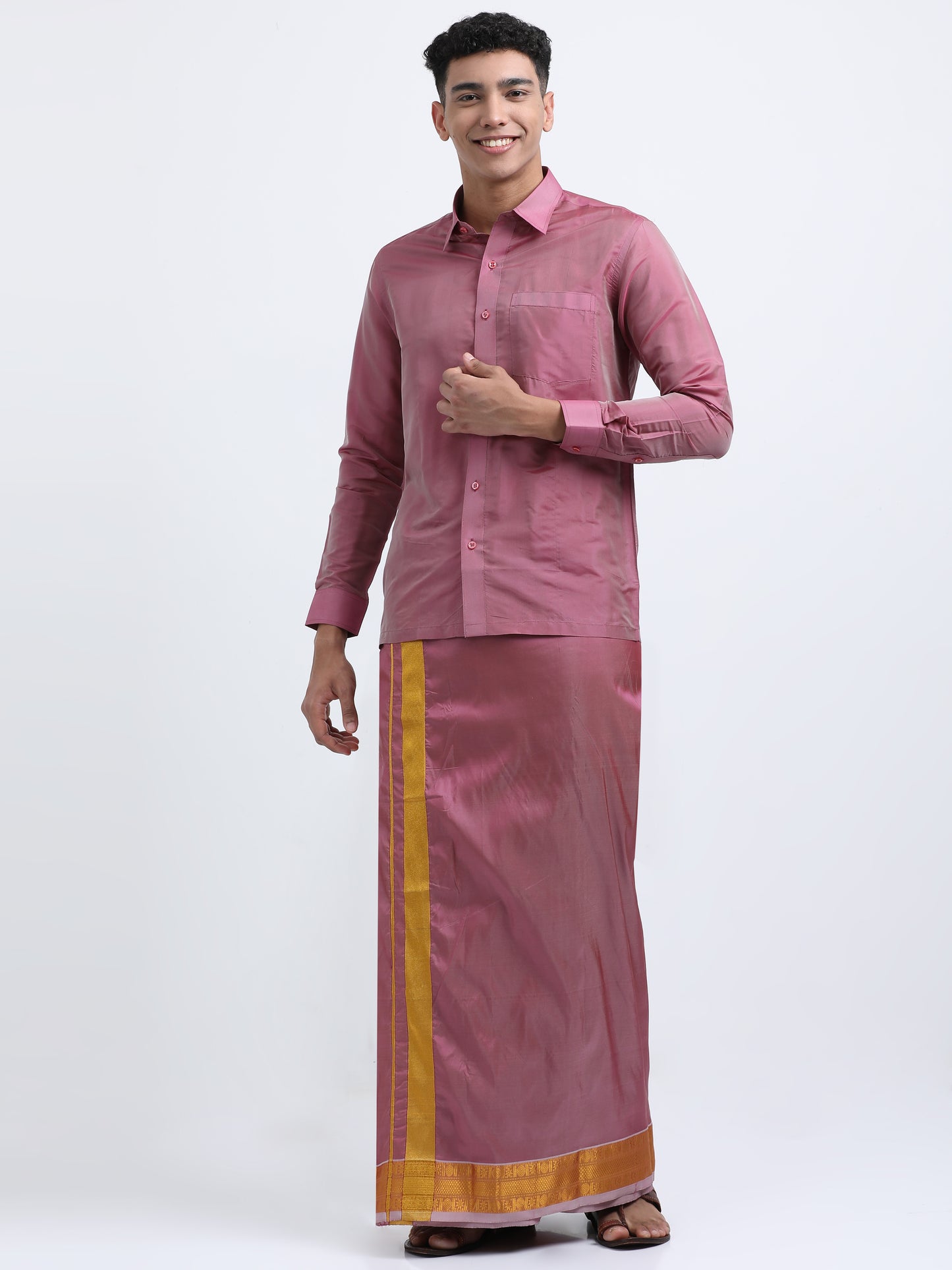 Dull Purple Men Dhoti Set