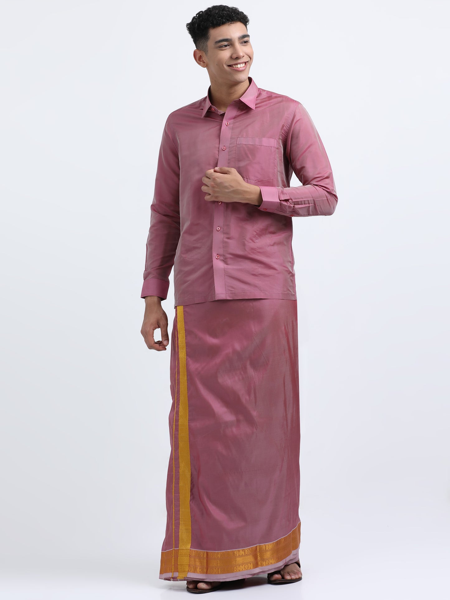 Dull Purple Men Dhoti Set