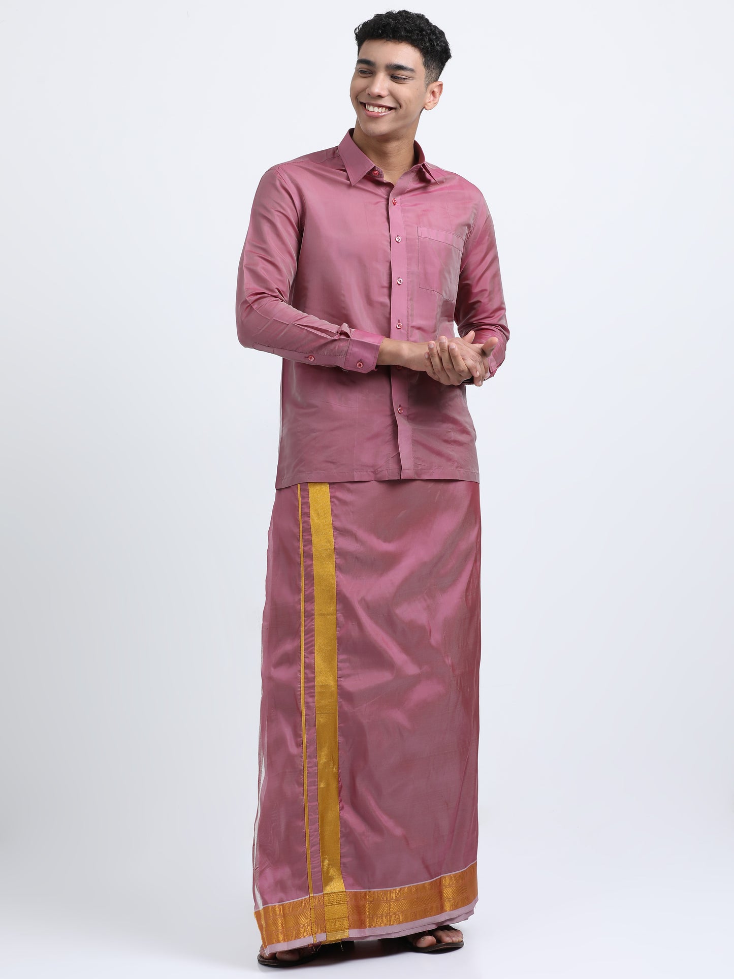 Dull Purple Men Dhoti Set